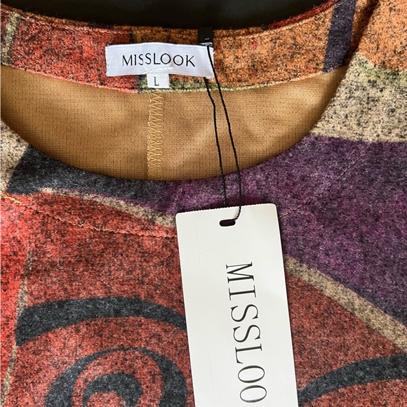 Misslook Long Sleeve Crewneck Dress | Size: L | Muti-Color - Picture 3 of 6